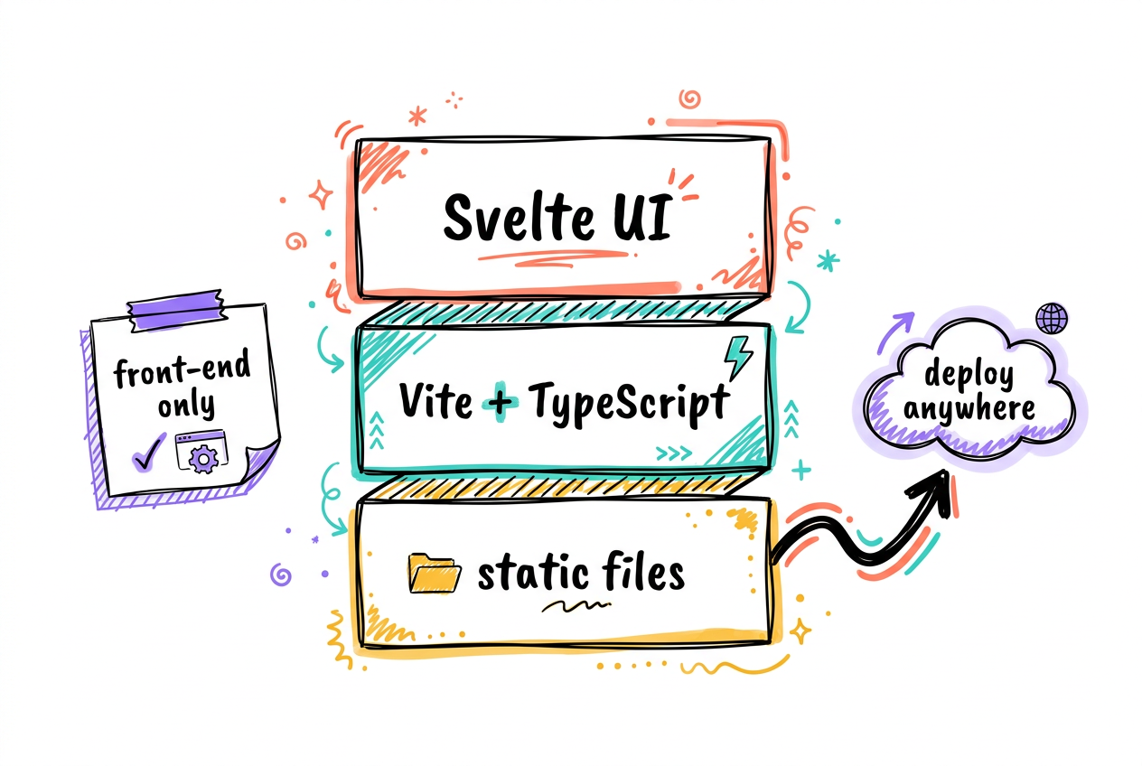Svelte + Vite + TypeScript, shipped as a static site